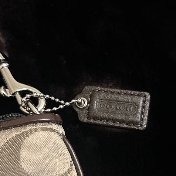 Coach Brown/Tan Signature Wristlet - Picture 4 of 12